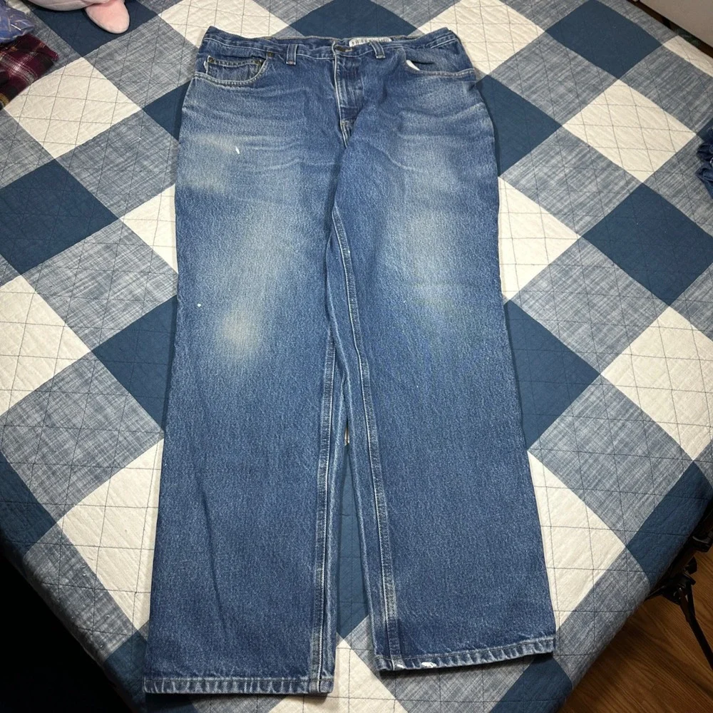Carhartt Relaxed Fit Jeans Mens 38x32 Blue Denim Straight Leg Workwear 381-83